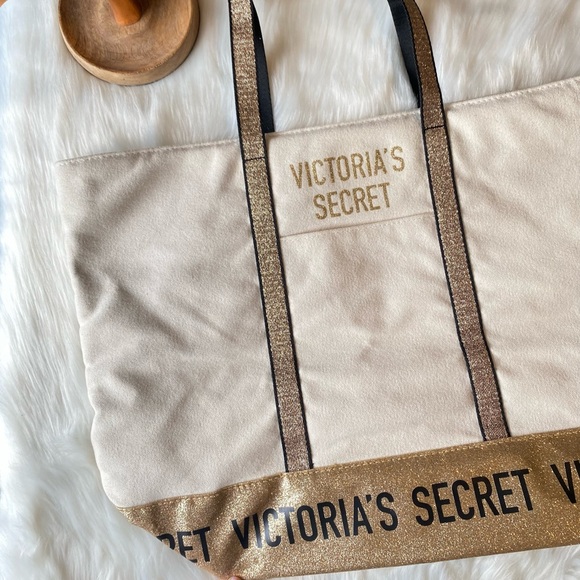 Victoria's Secret Handbags - NWT Victoria Secret Gold and Black Tote Bag